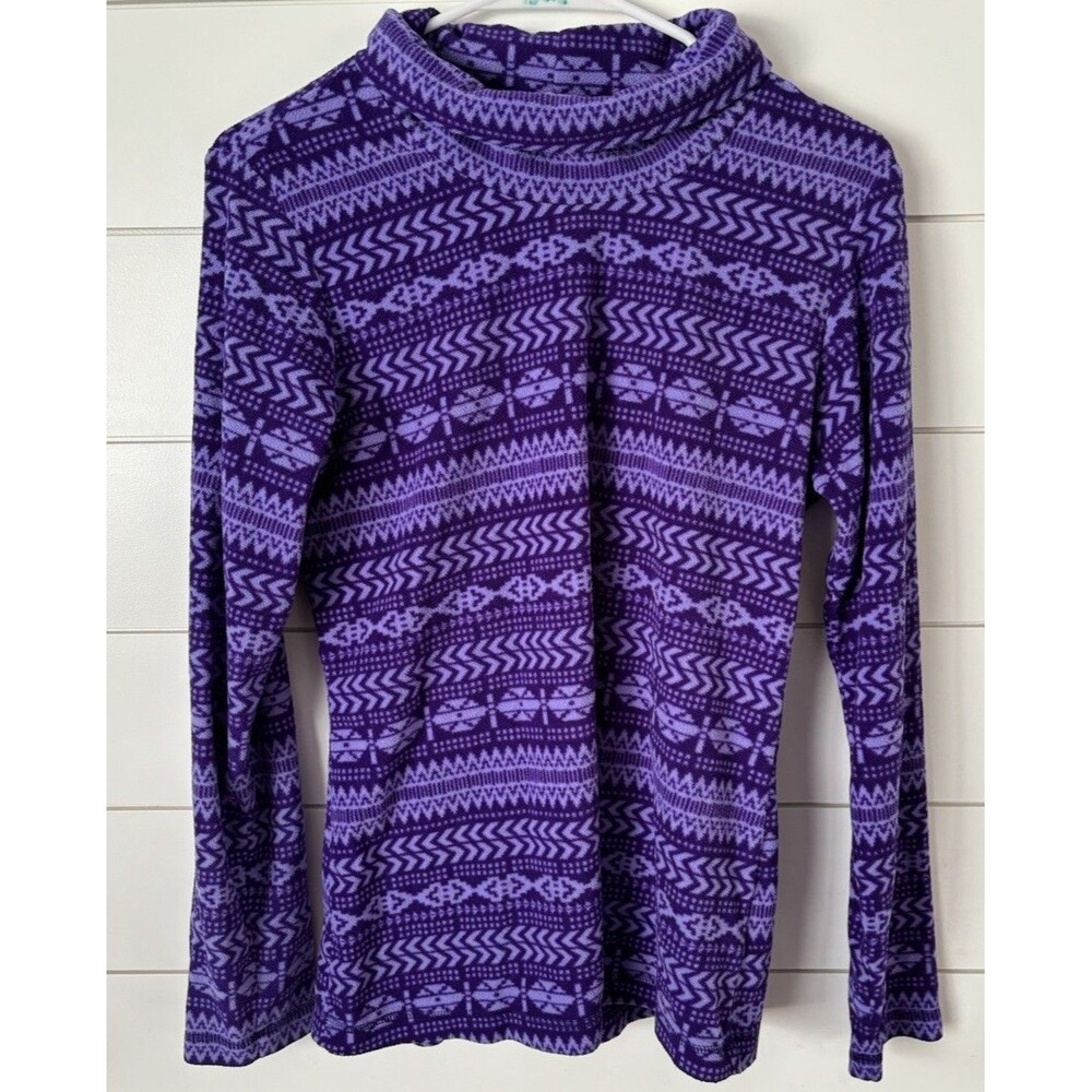 Columbia Women’s Small AL6483 Purple Turtleneck Pullover Fleece Sweater Shirt